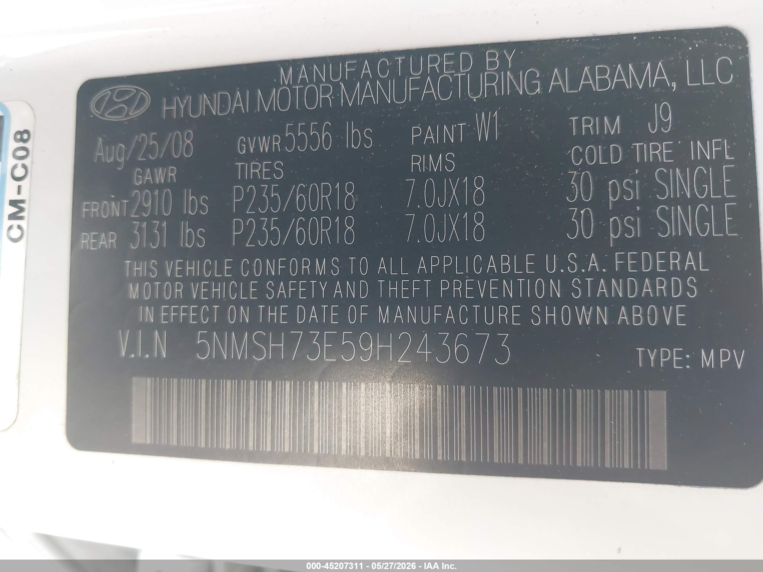 2009 Hyundai Santa Fe Limited White vin: 5NMSH73E59H243673