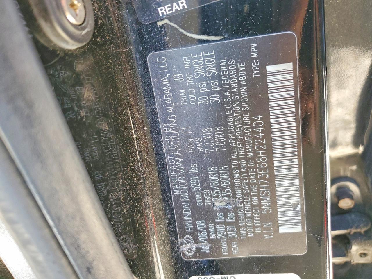 2008 Hyundai Santa Fe Se Black vin: 5NMSH73E68H224404
