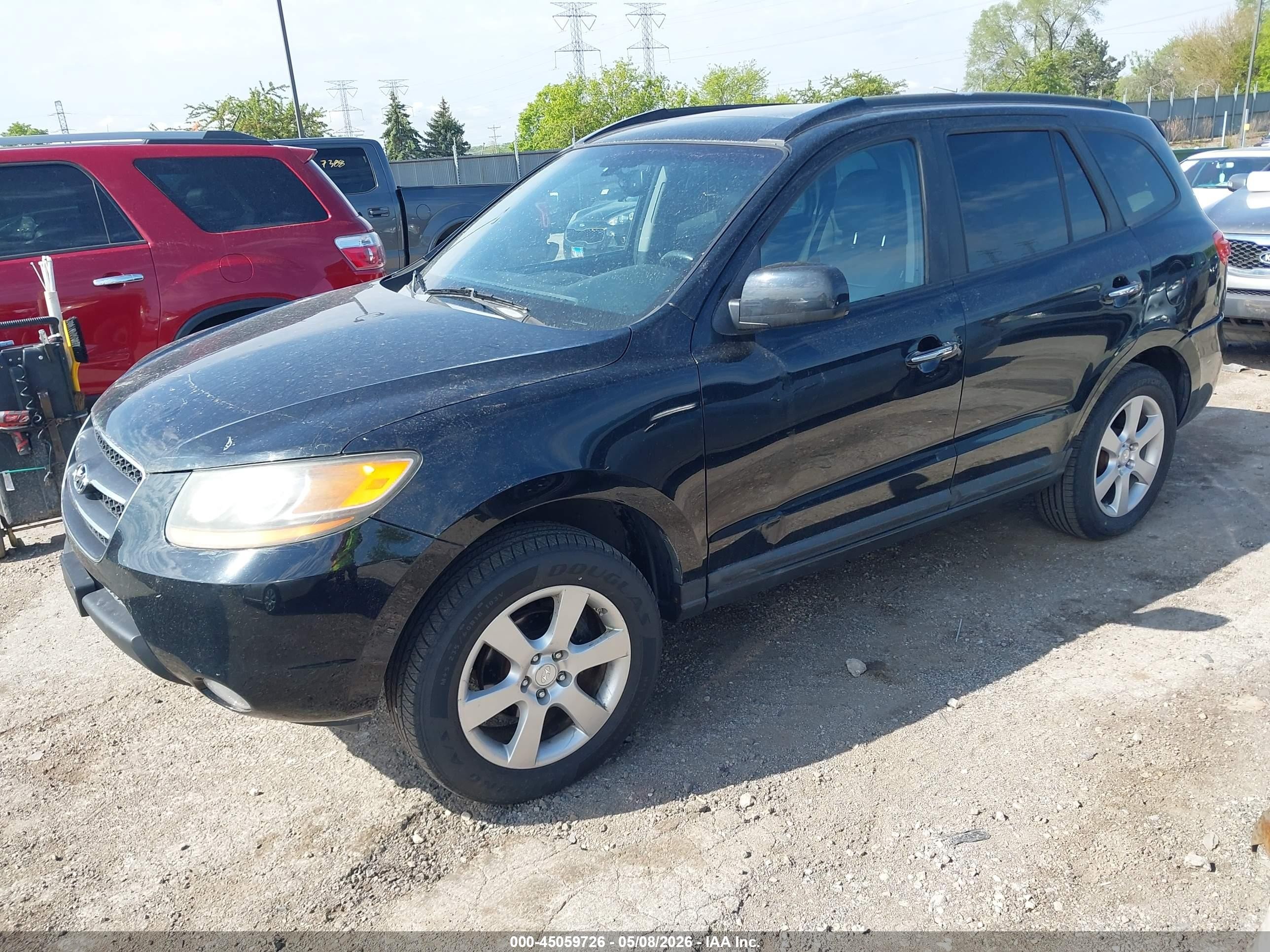 2008 Hyundai Santa Fe Limited/se Black vin: 5NMSH73E78H227182