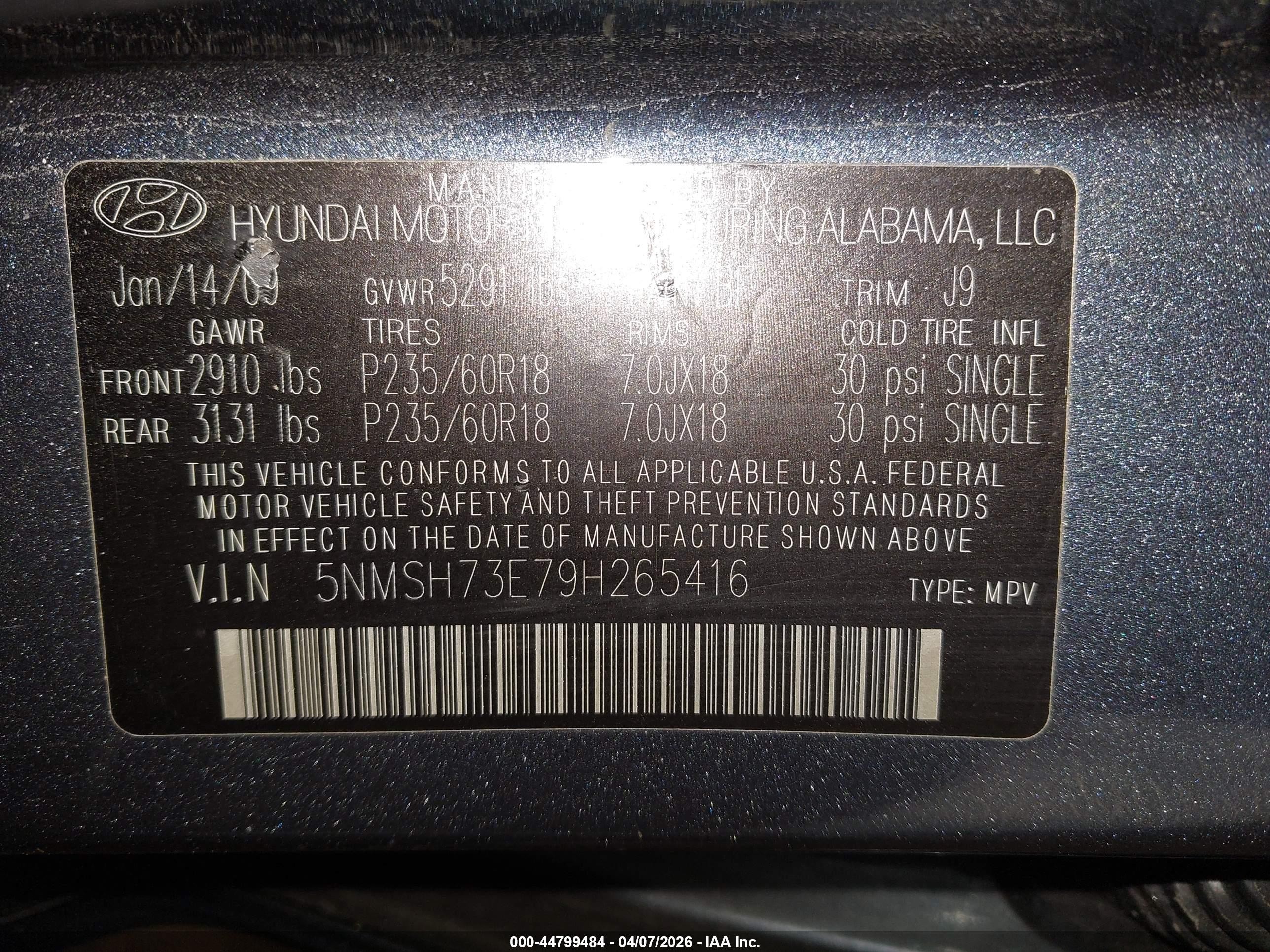 2009 Hyundai Santa Fe Limited Gray vin: 5NMSH73E79H265416