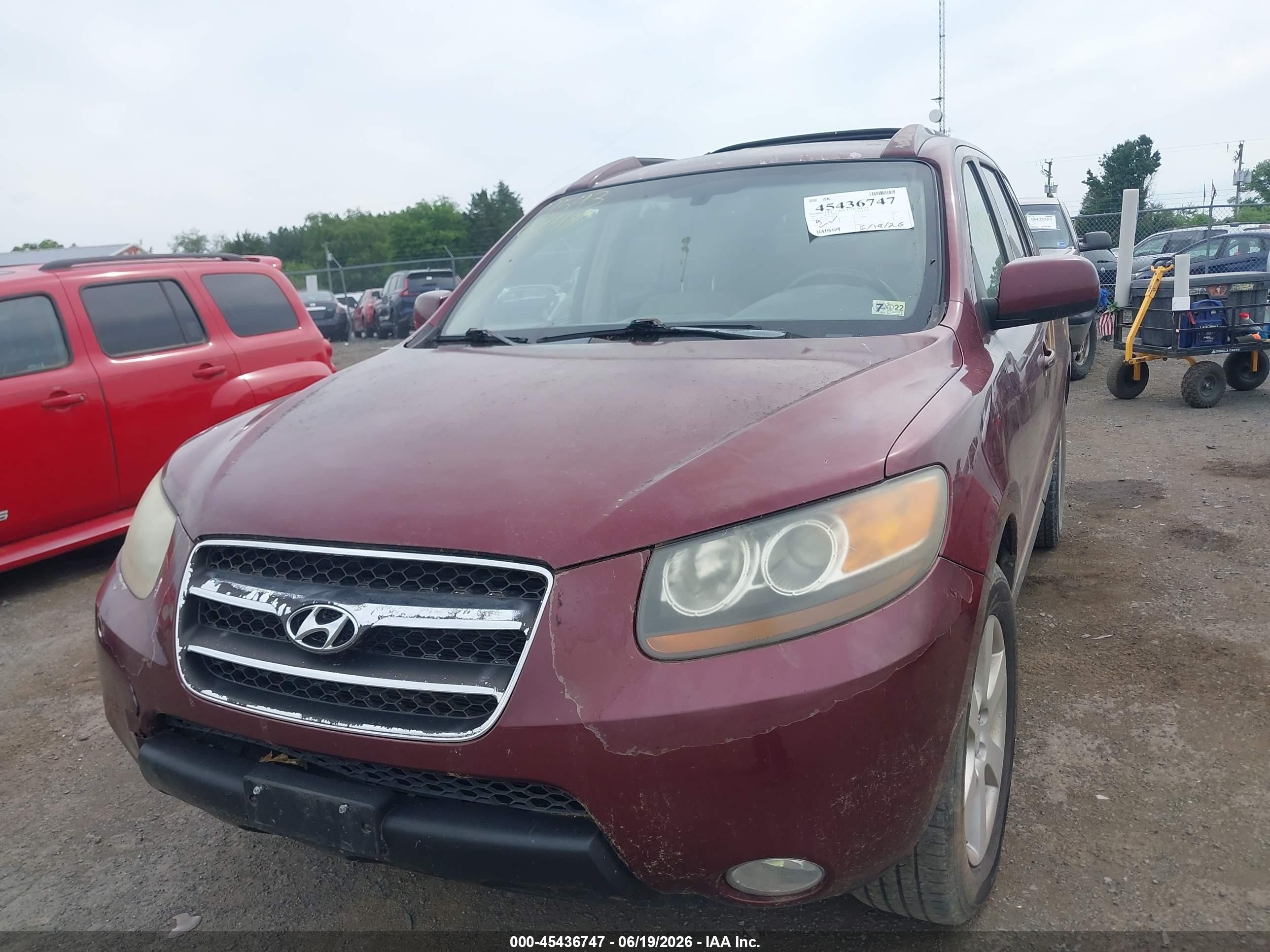 2007 Hyundai Santa Fe Limited/se Burgundy vin: 5NMSH73EX7H114941