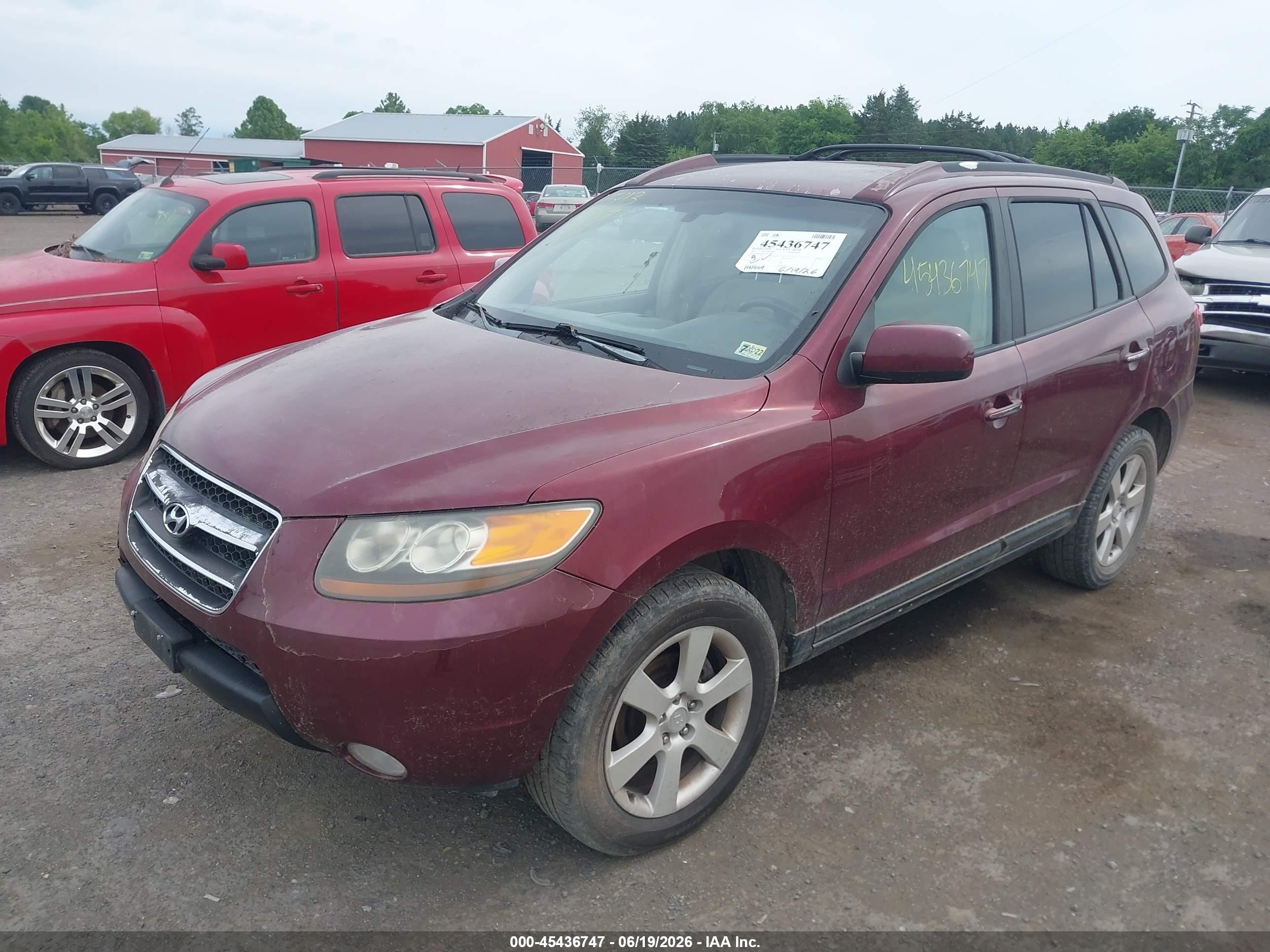 2007 Hyundai Santa Fe Limited/se Burgundy vin: 5NMSH73EX7H114941