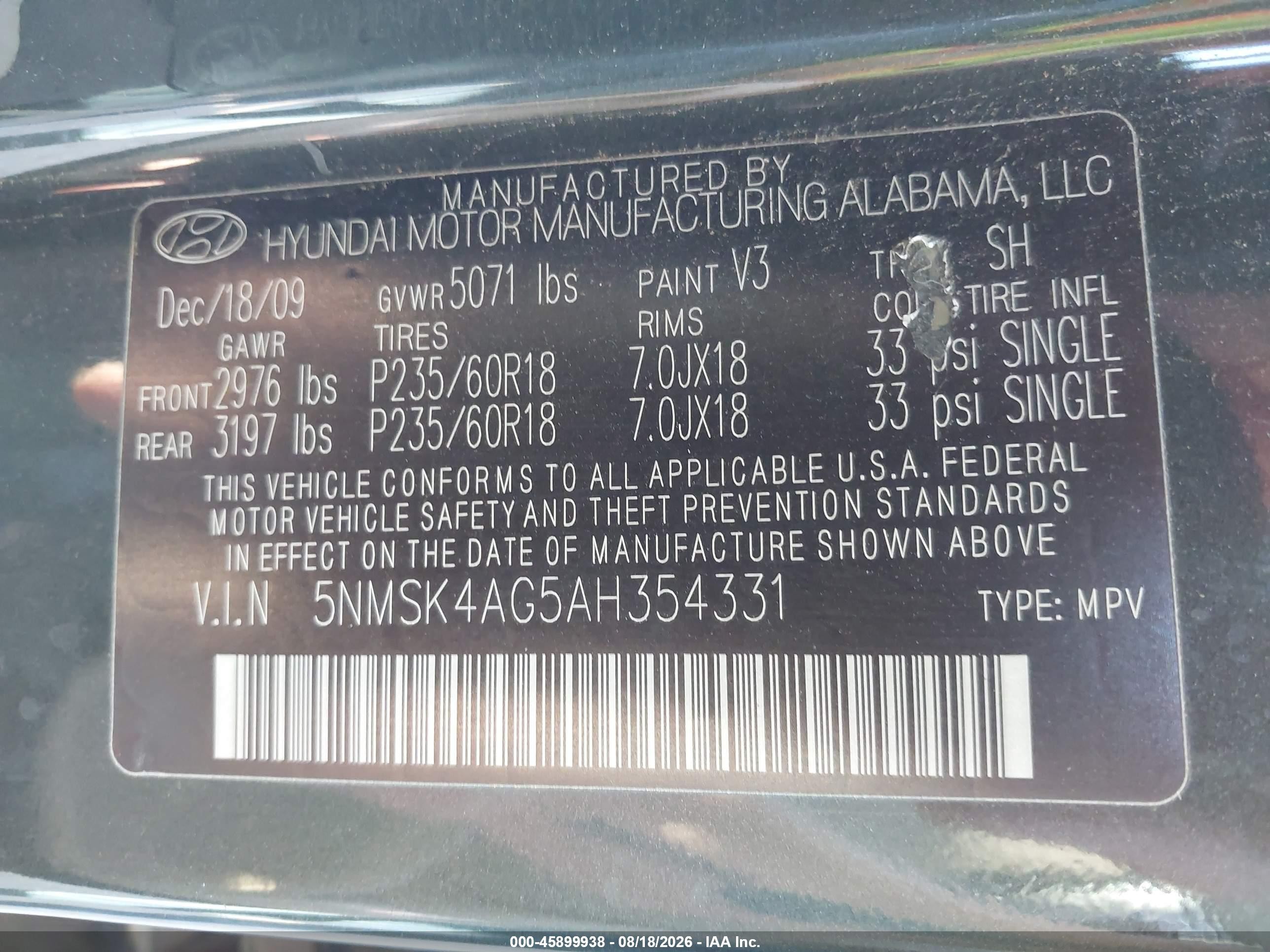 2010 Hyundai Santa Fe Limited V6 Черный vin: 5NMSK4AG5AH354331