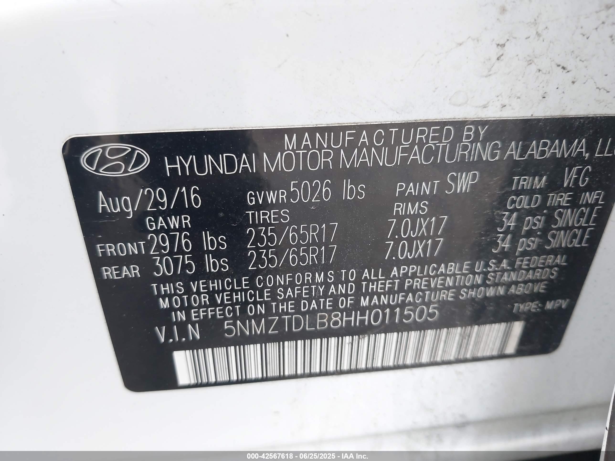2017 Hyundai Santa Fe Sport 2.4l White vin: 5NMZTDLB8HH011505