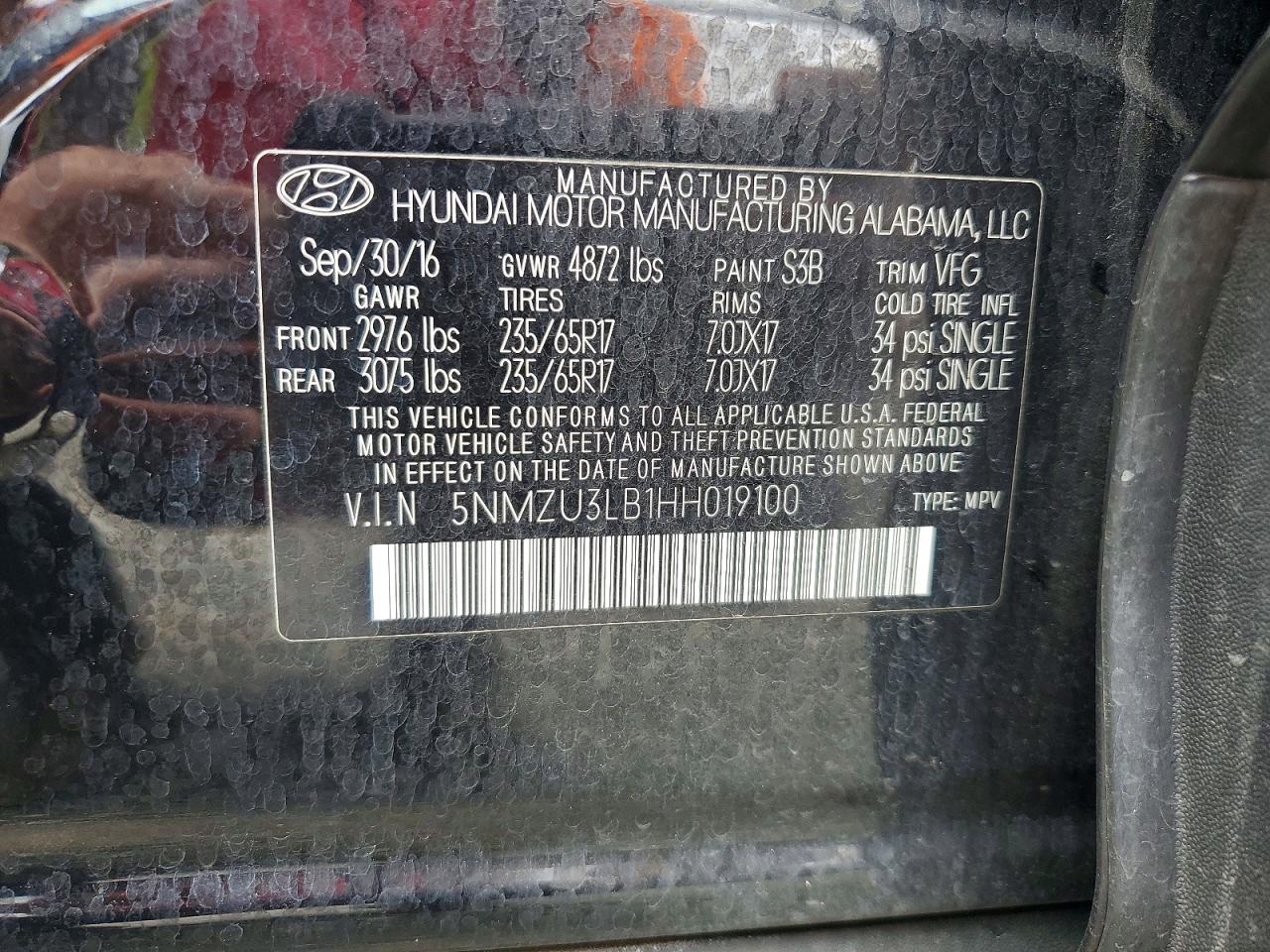 2017 Hyundai Santa Fe Sport 2.4l Черный vin: 5NMZU3LB1HH019100