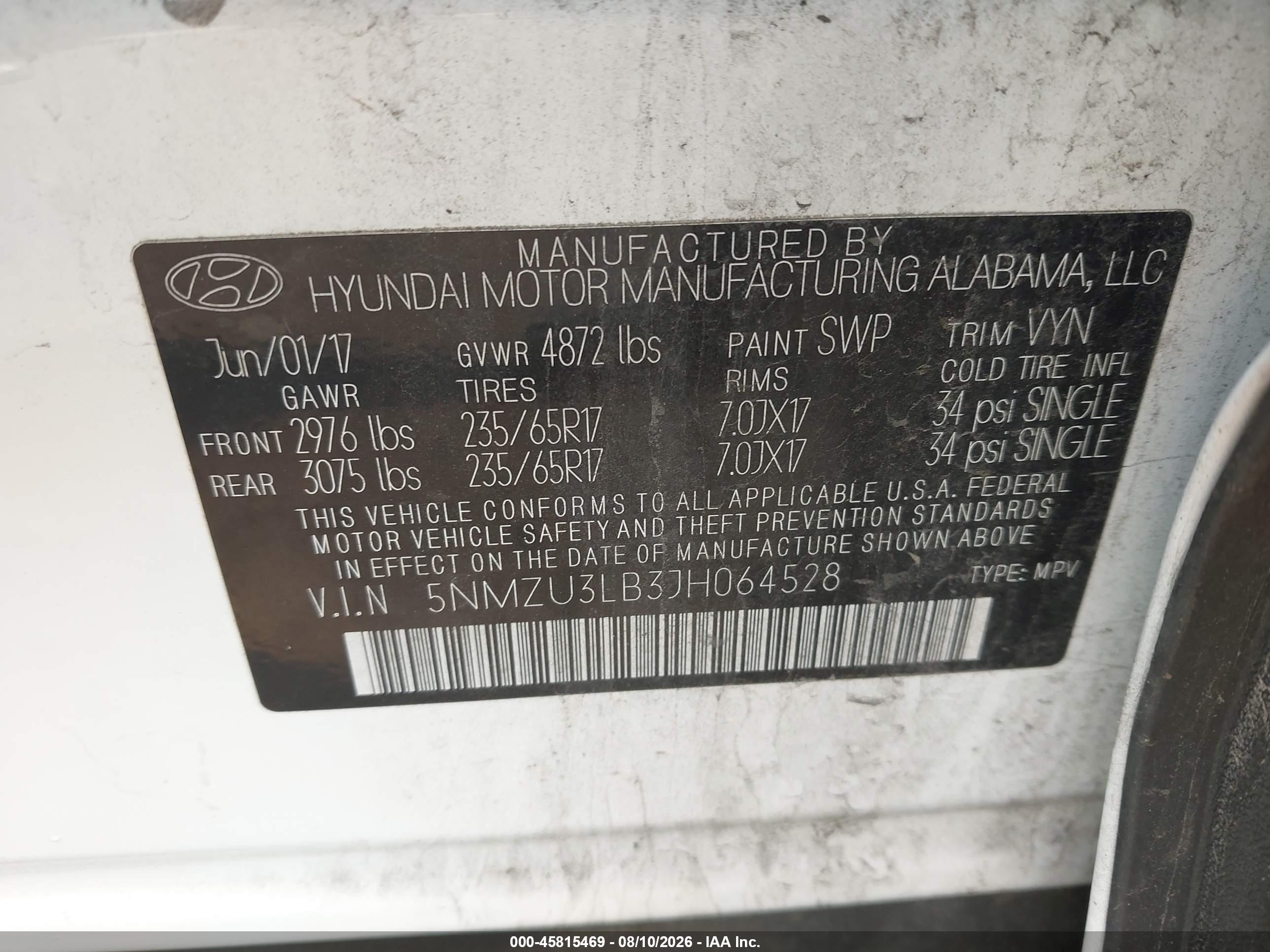 2018 Hyundai Santa Fe Sport 2.4l White vin: 5NMZU3LB3JH064528