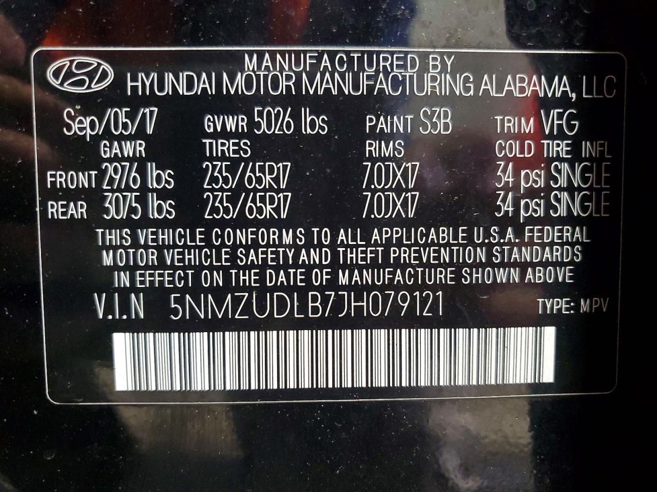 2018 Hyundai Santa Fe Sport 2.4l Черный vin: 5NMZUDLB7JH079121