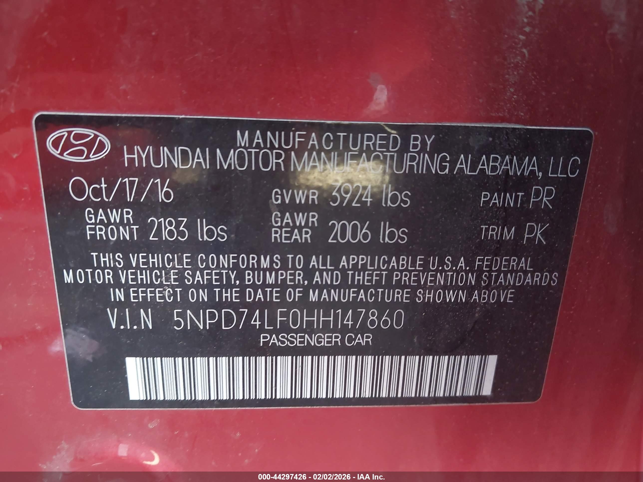 2017 Hyundai Elantra Se Red vin: 5NPD74LF0HH147860