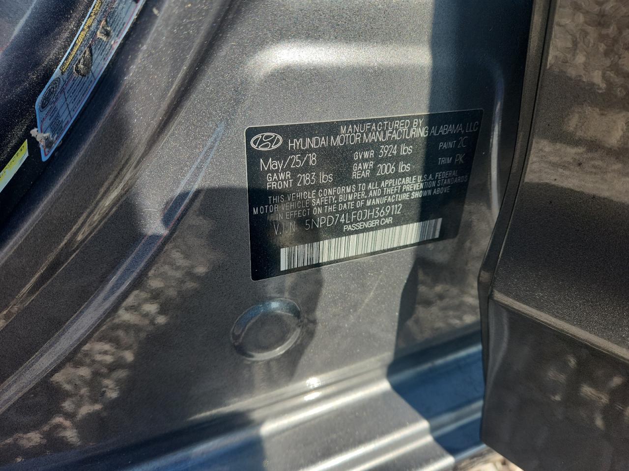 2018 Hyundai Elantra Se Серый vin: 5NPD74LF0JH369112