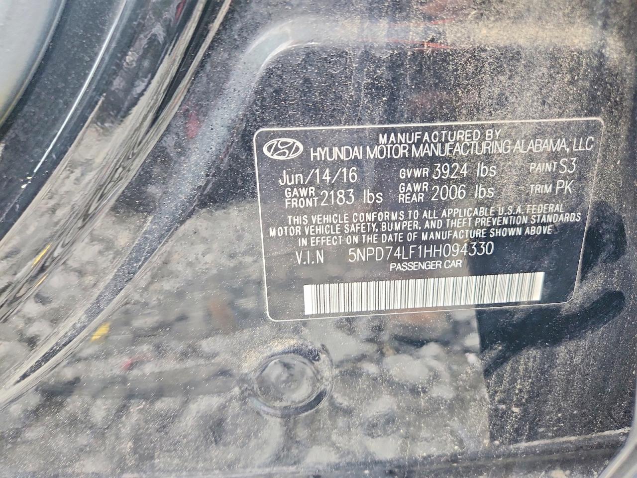 2017 Hyundai Elantra Se Черный vin: 5NPD74LF1HH094330