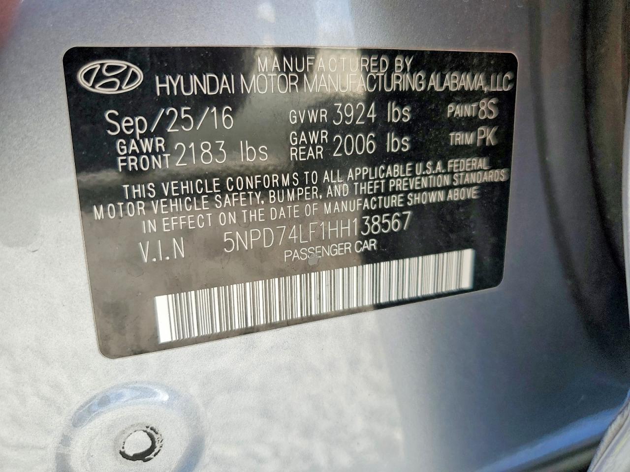 2017 Hyundai Elantra Se Silver vin: 5NPD74LF1HH138567