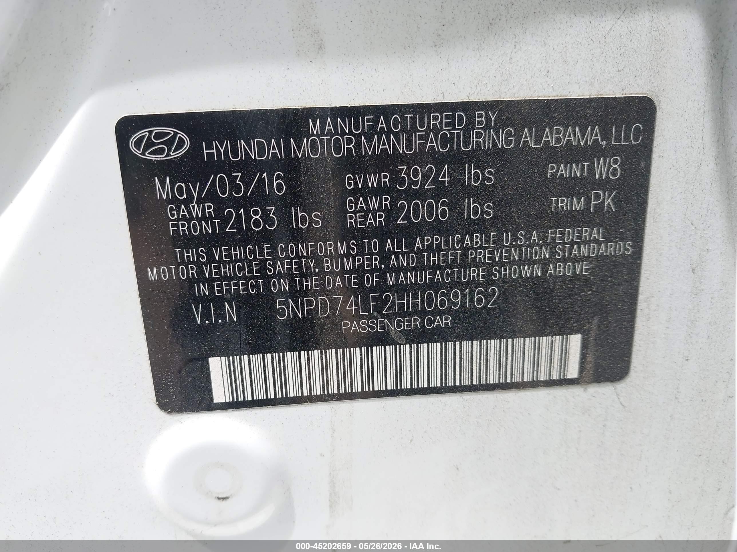 2017 Hyundai Elantra Se White vin: 5NPD74LF2HH069162