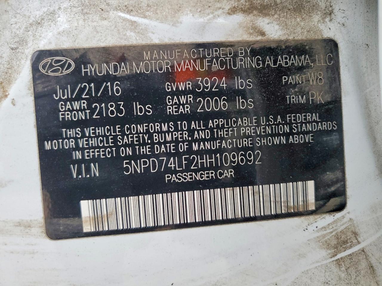 2017 Hyundai Elantra Se Белый vin: 5NPD74LF2HH109692