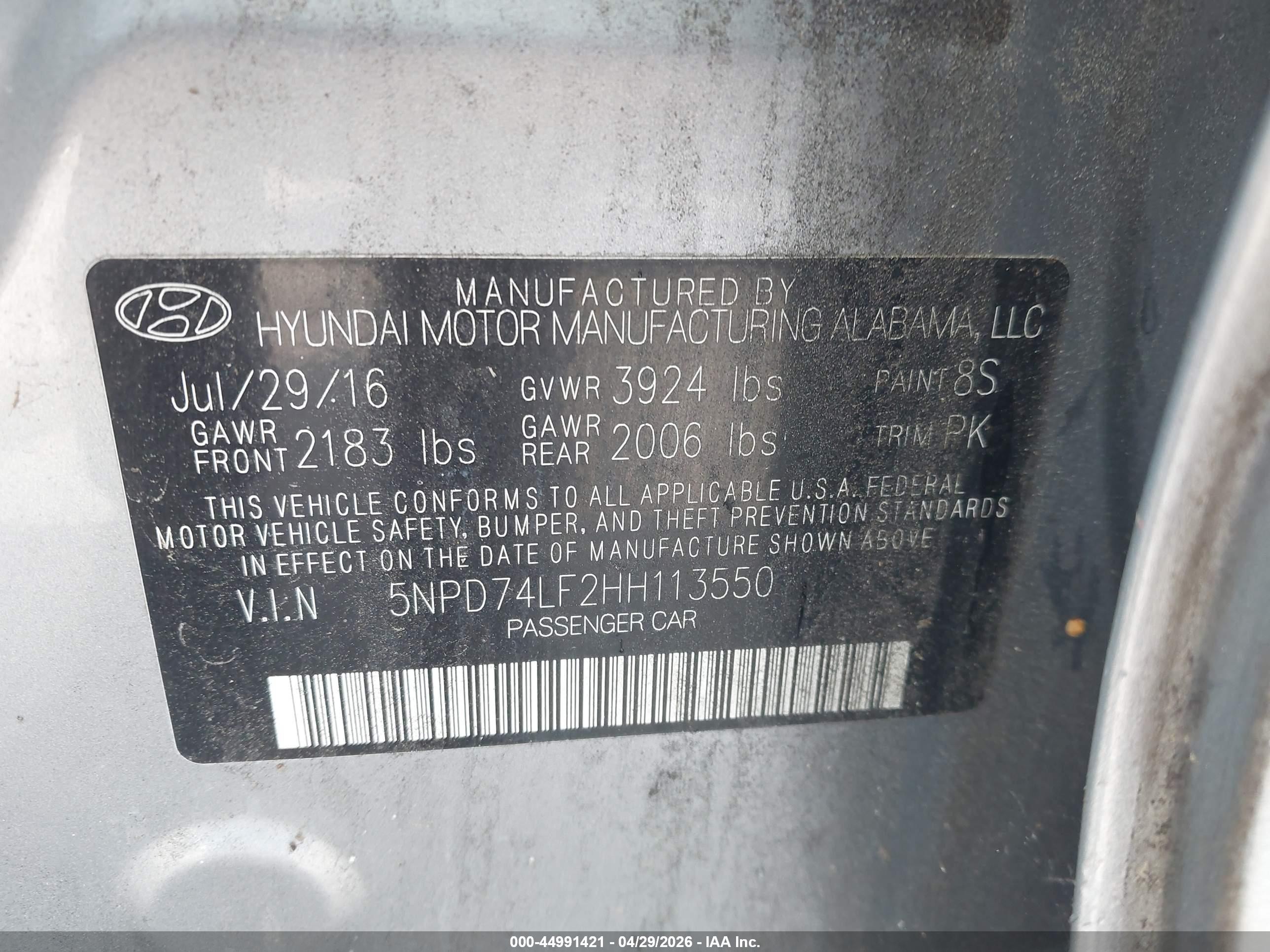 2017 Hyundai Elantra Se Silver vin: 5NPD74LF2HH113550