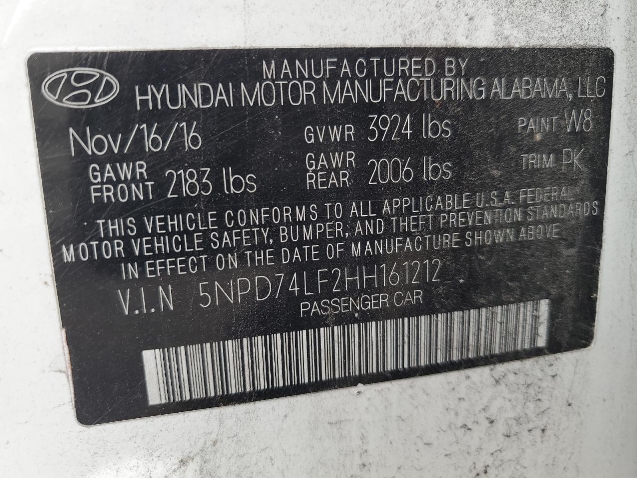 2007 Hyundai Elantra White vin: 5NPD74LF2HH161212