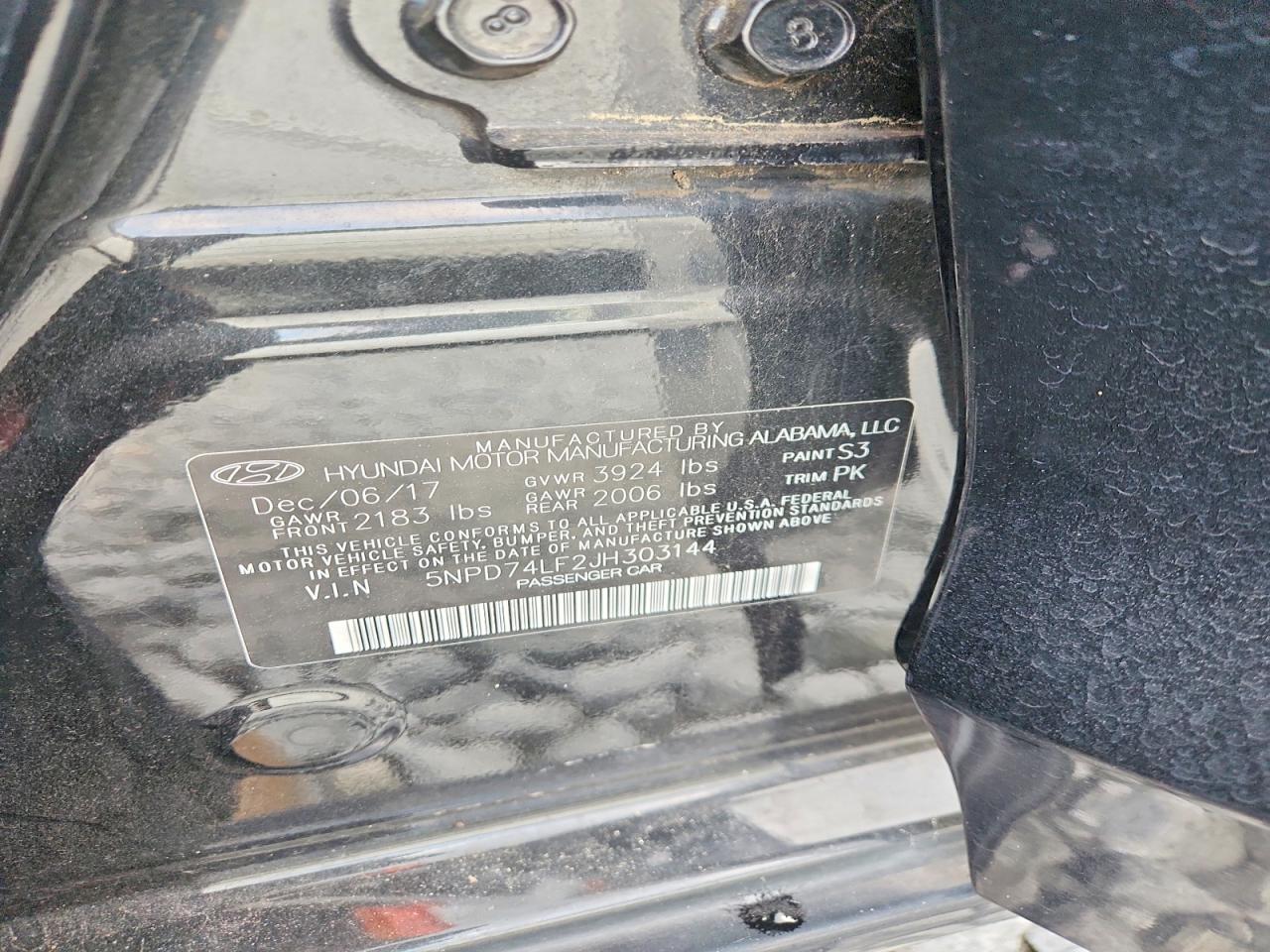 2018 Hyundai Elantra Se Черный vin: 5NPD74LF2JH303144