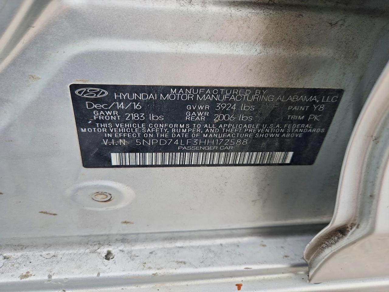 2017 Hyundai Elantra Se Silver vin: 5NPD74LF3HH172588