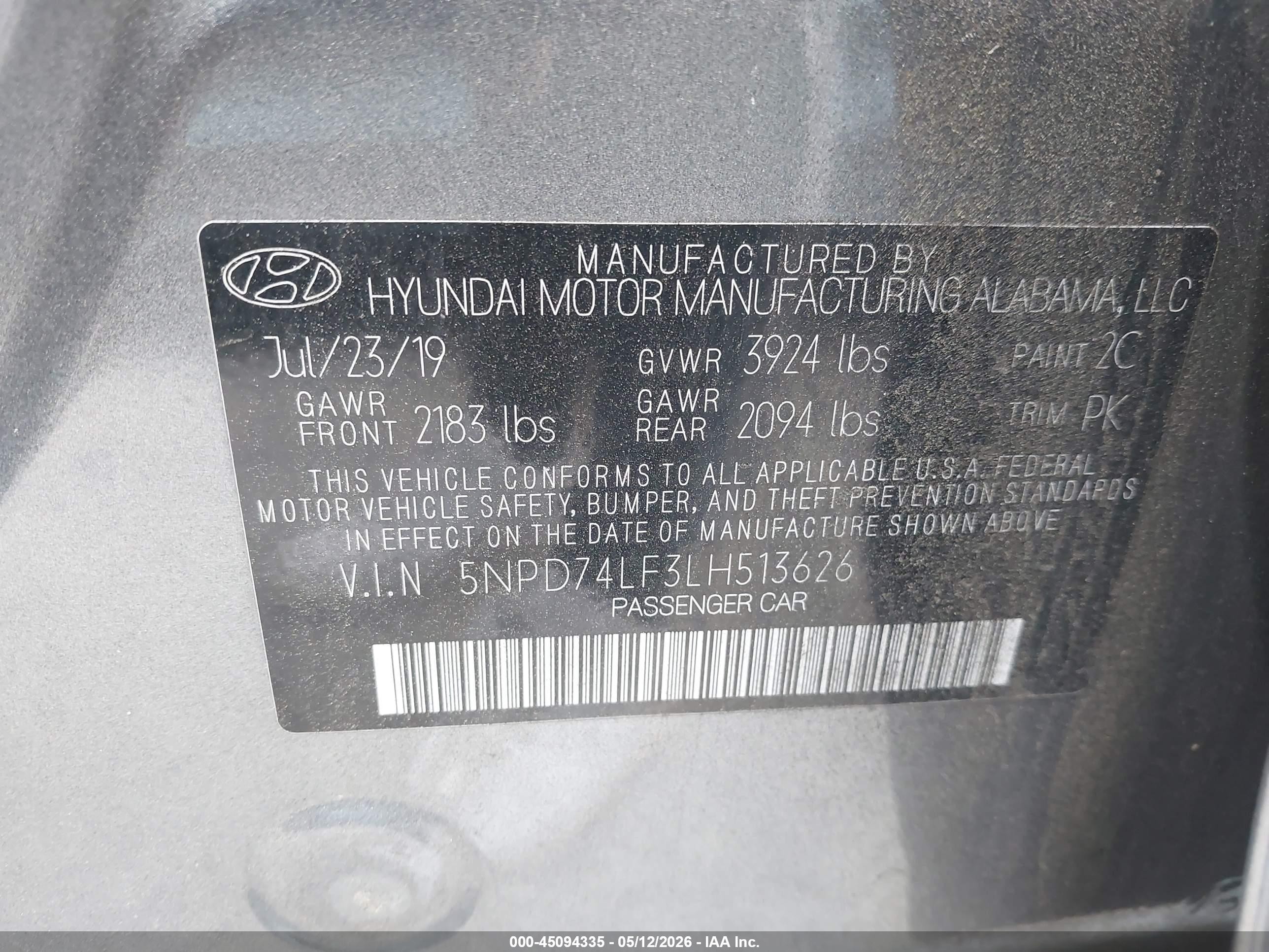 2020 Hyundai Elantra Se Gray vin: 5NPD74LF3LH513626