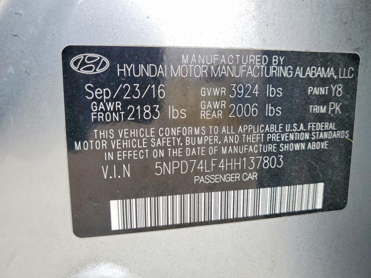 2017 Hyundai Elantra Se Silver vin: 5NPD74LF4HH137803