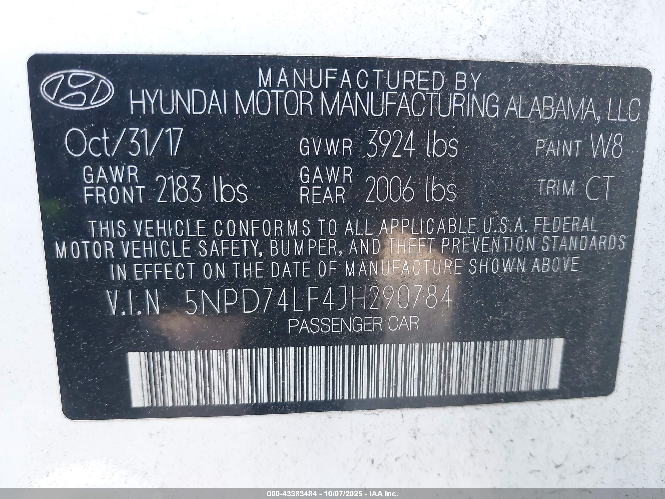2018 Hyundai Elantra Se White vin: 5NPD74LF4JH290784