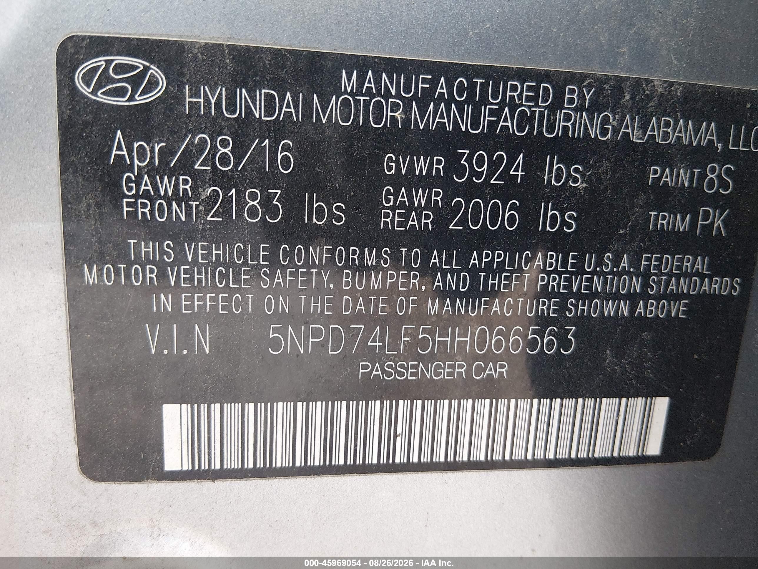 2017 Hyundai Elantra Se Gray vin: 5NPD74LF5HH066563