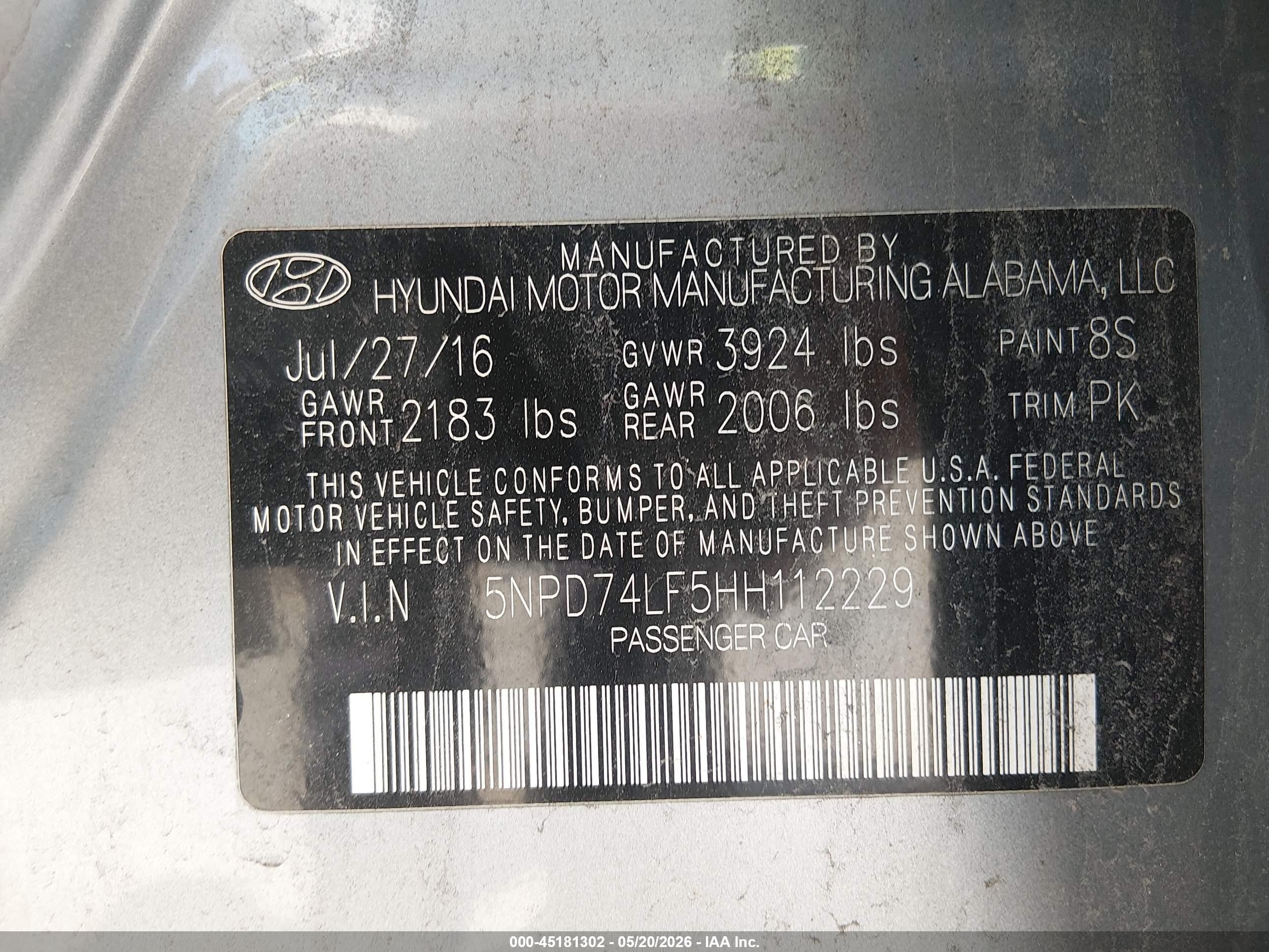 2017 Hyundai Elantra Se Silver vin: 5NPD74LF5HH112229