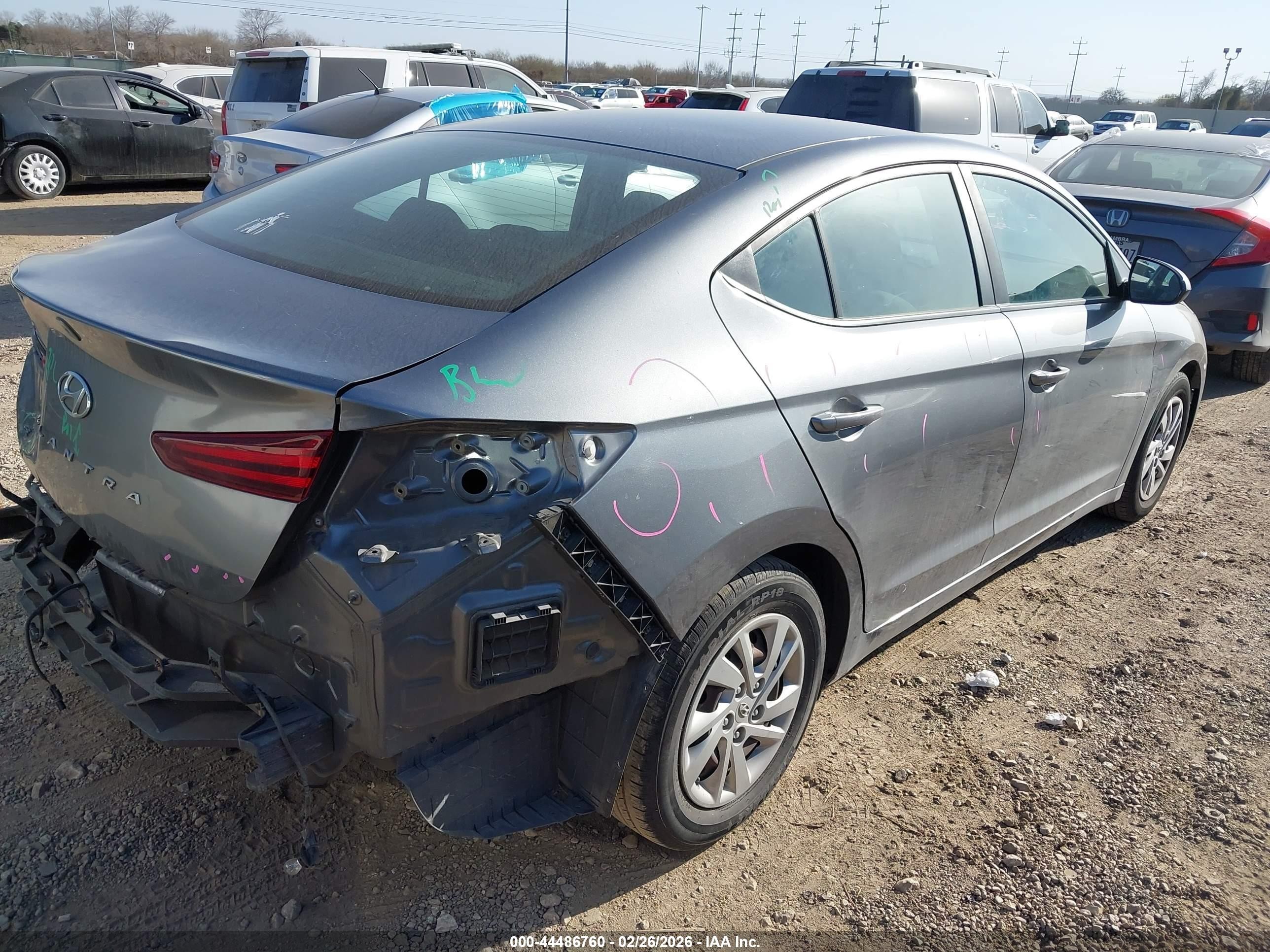 2019 Hyundai Elantra Se Gray vin: 5NPD74LF5KH406169