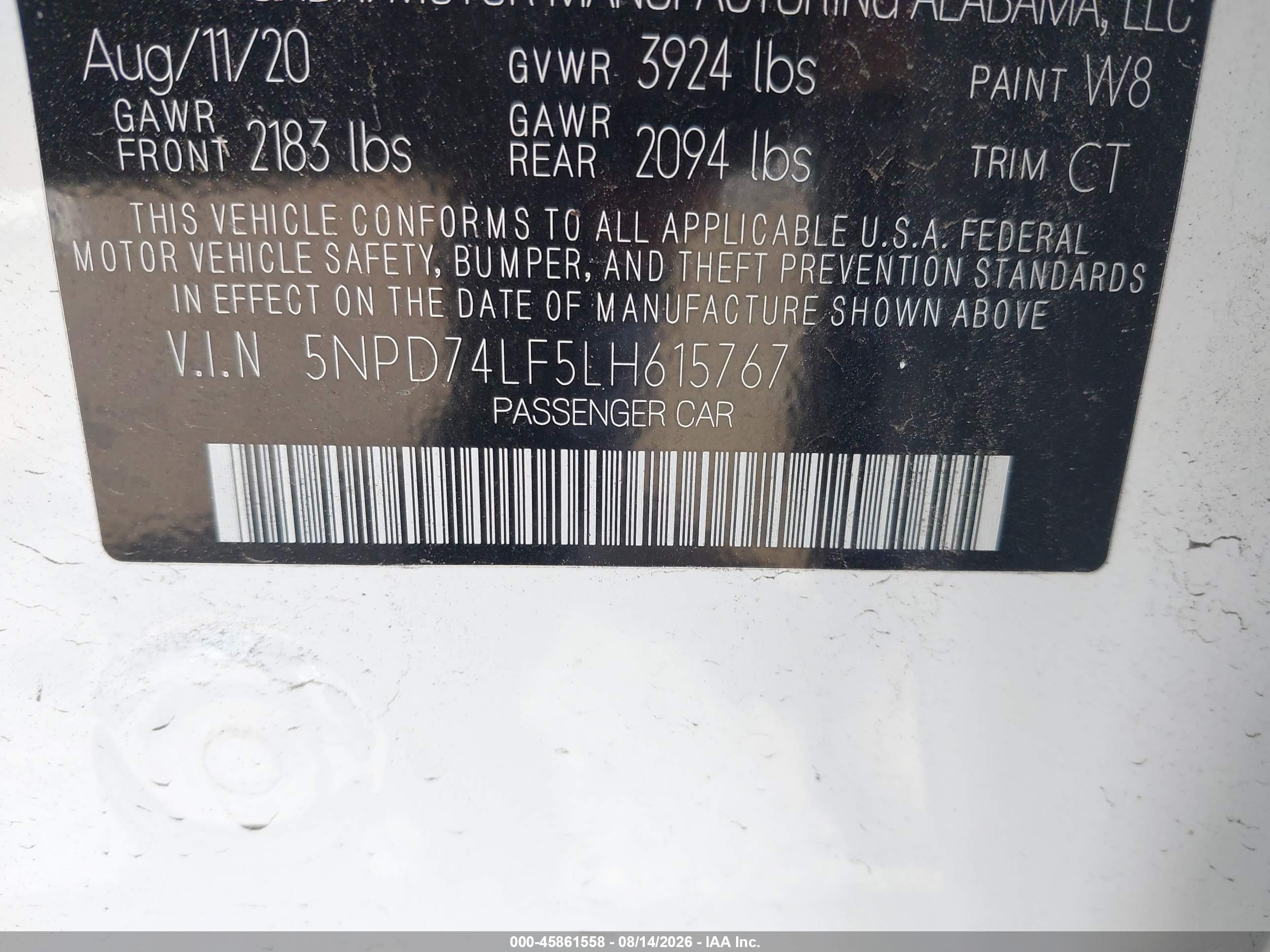 2020 Hyundai Elantra Se White vin: 5NPD74LF5LH615767