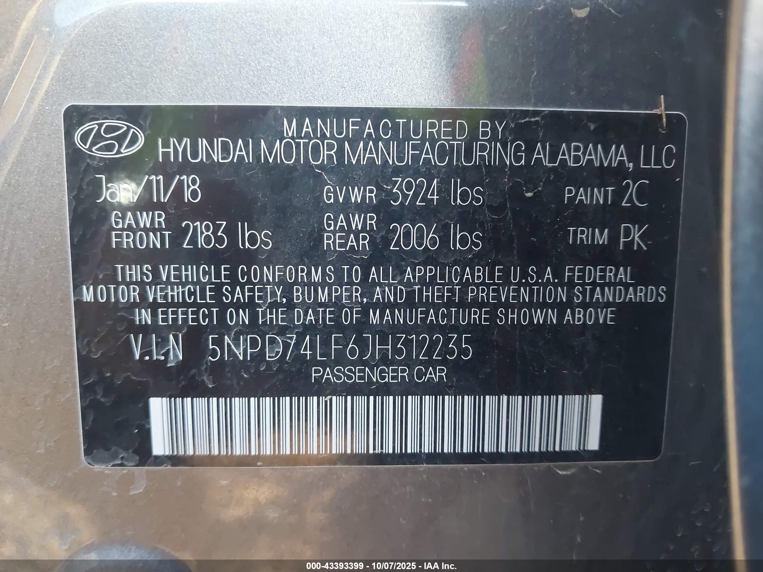 2018 Hyundai Elantra Se Серый vin: 5NPD74LF6JH312235