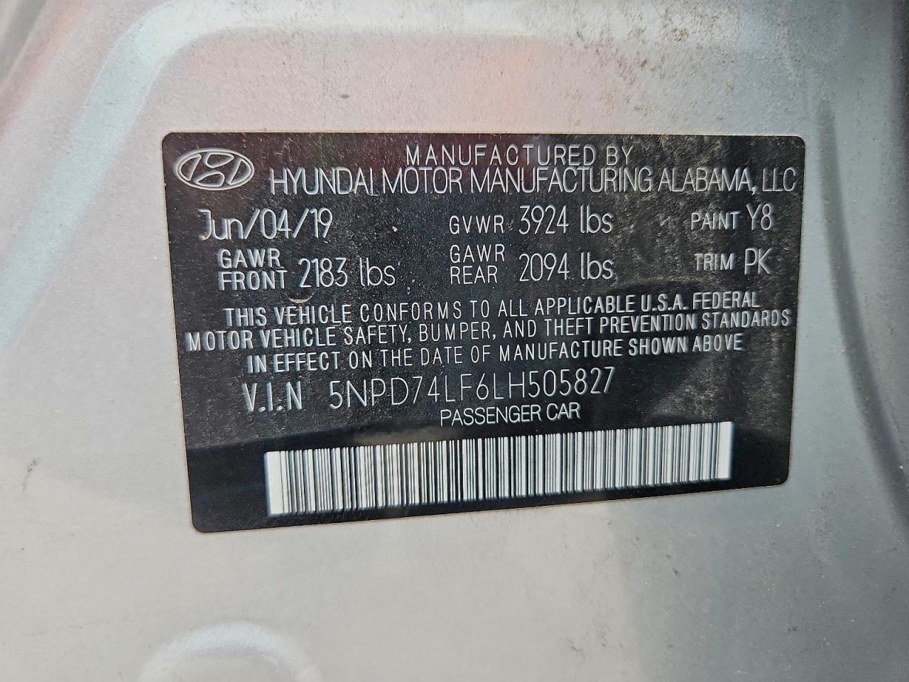 2020 Hyundai Elantra Se Silver vin: 5NPD74LF6LH505827