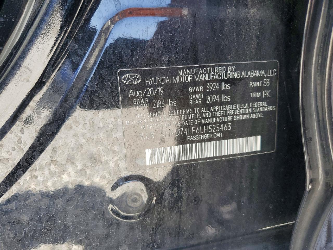 2020 Hyundai Elantra Se Black vin: 5NPD74LF6LH525463