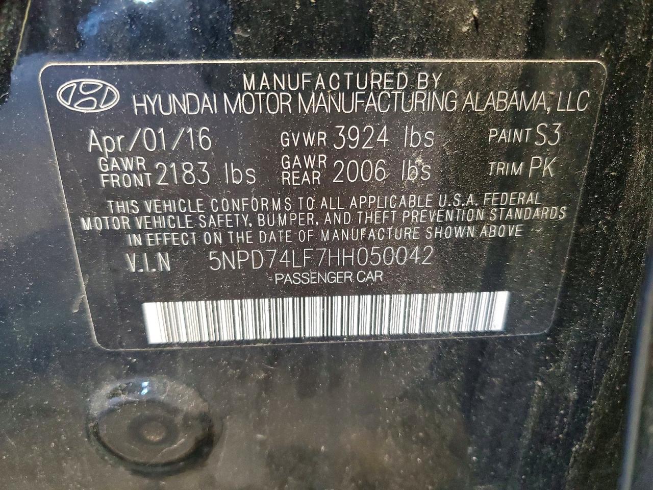 2017 Hyundai Elantra Se Black vin: 5NPD74LF7HH050042