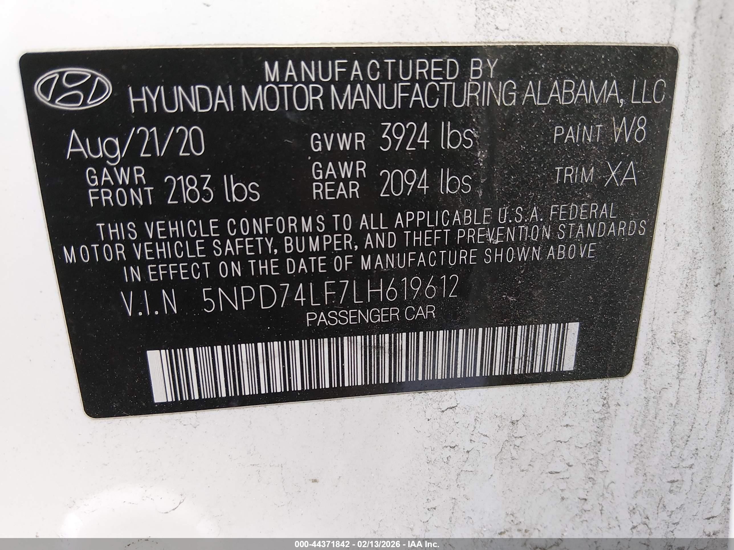 2020 Hyundai Elantra Se White vin: 5NPD74LF7LH619612