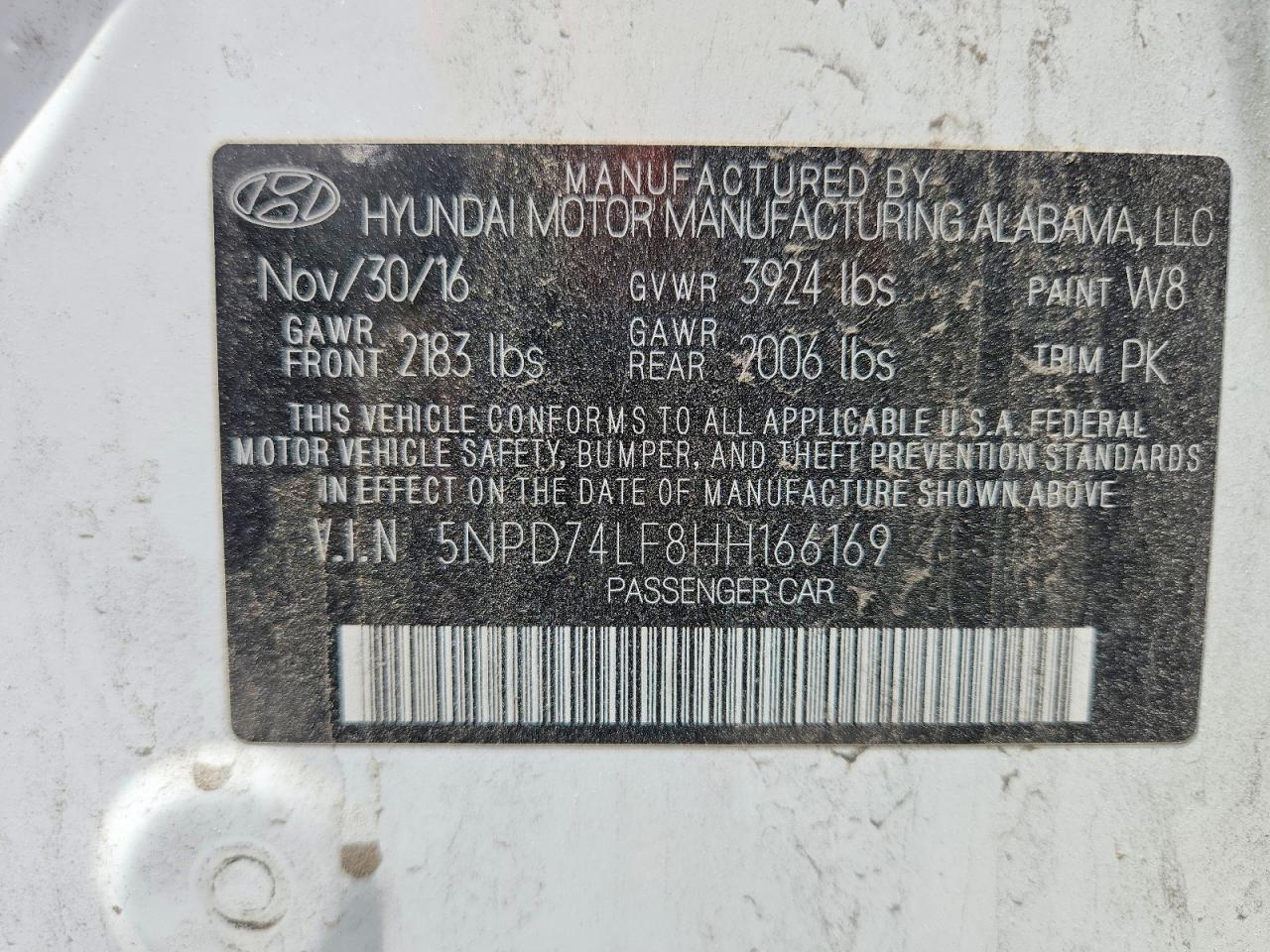2017 Hyundai Elantra Se White vin: 5NPD74LF8HH166169