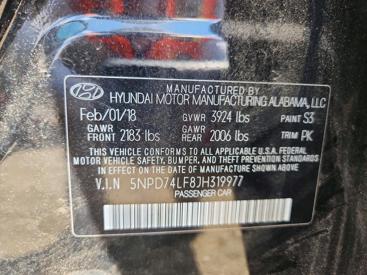 2018 Hyundai Elantra Se Black vin: 5NPD74LF8JH319977