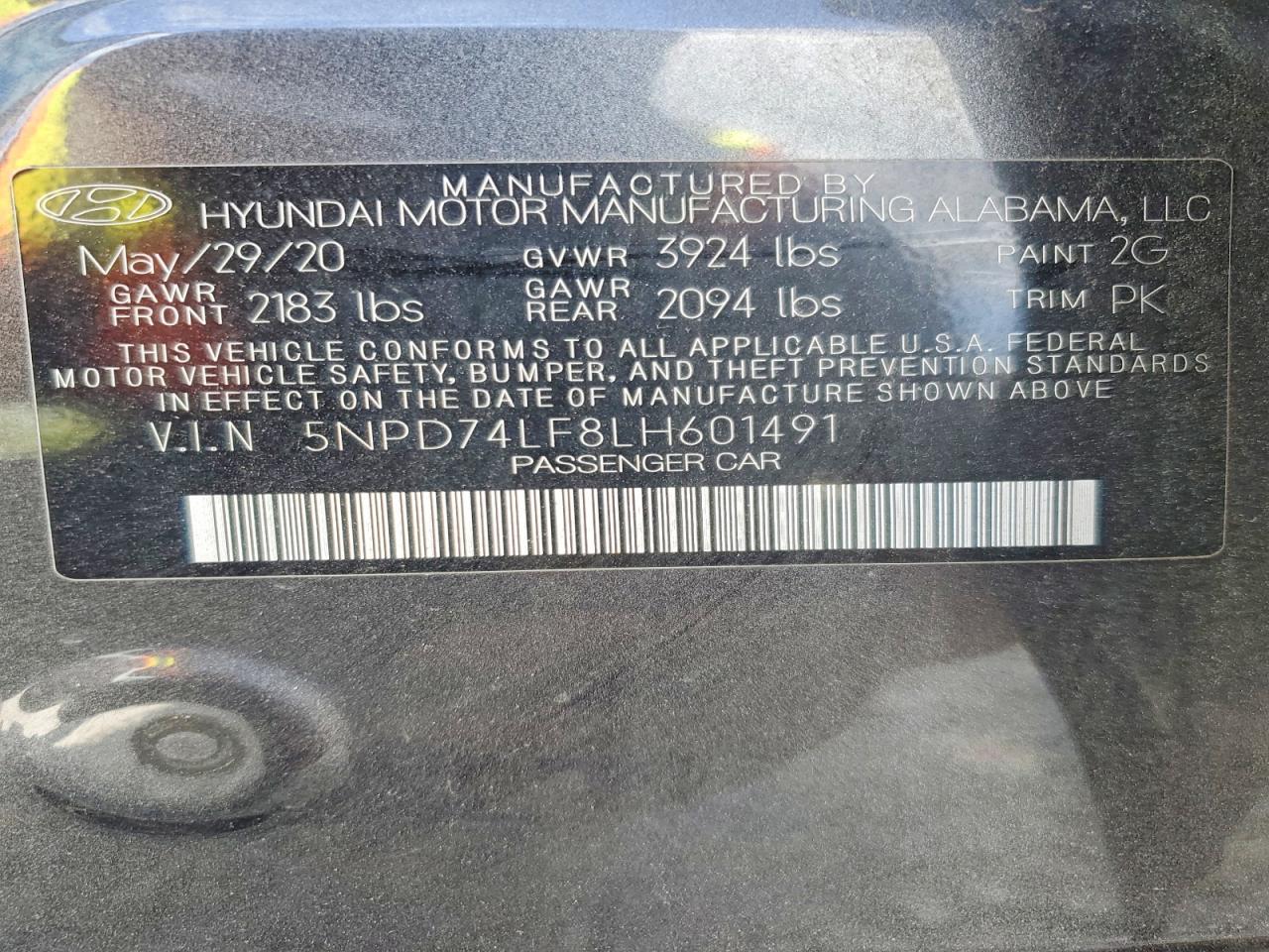 2020 Hyundai Elantra Se Серый vin: 5NPD74LF8LH601491