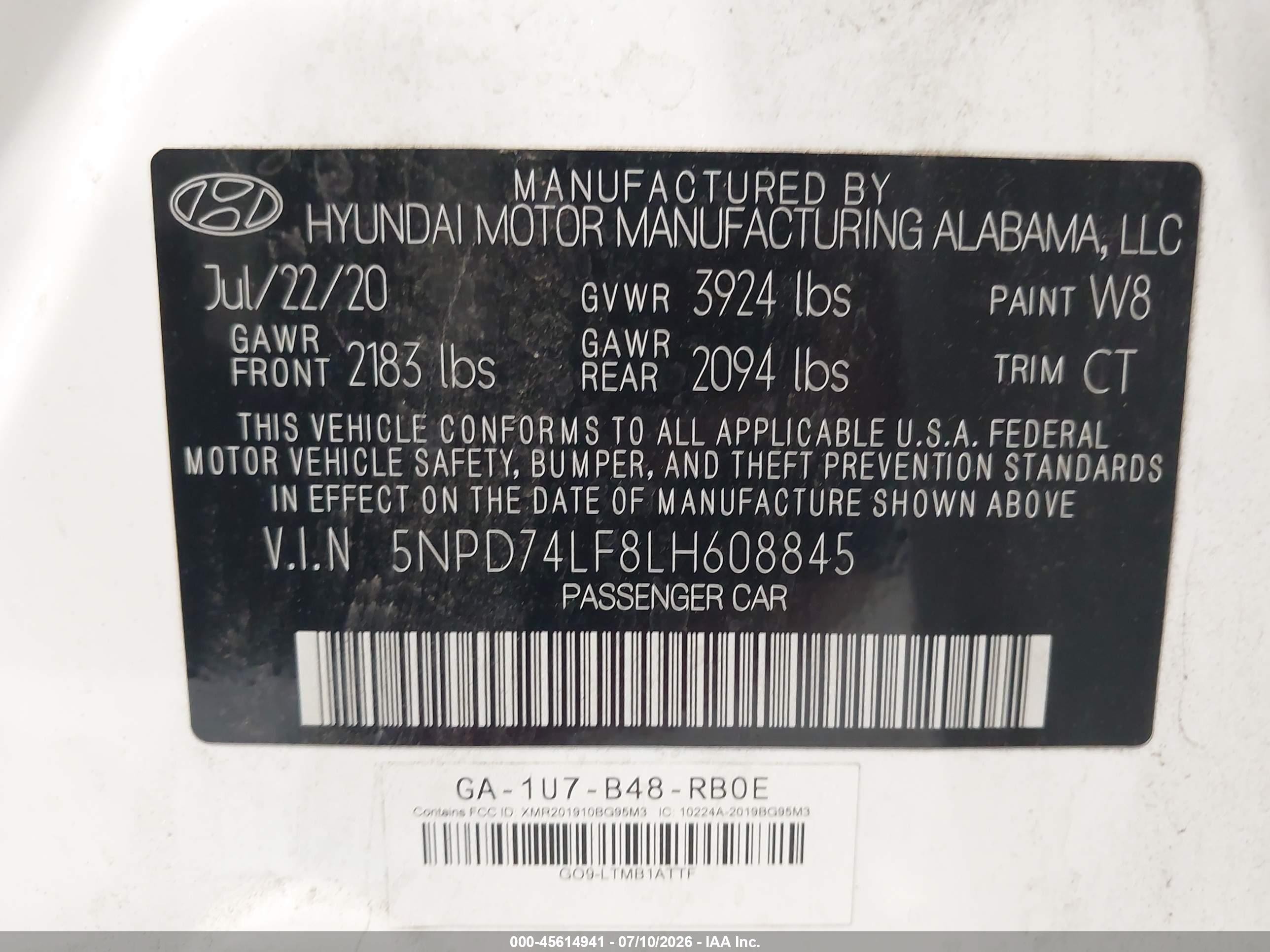 2020 Hyundai Elantra Se Белый vin: 5NPD74LF8LH608845