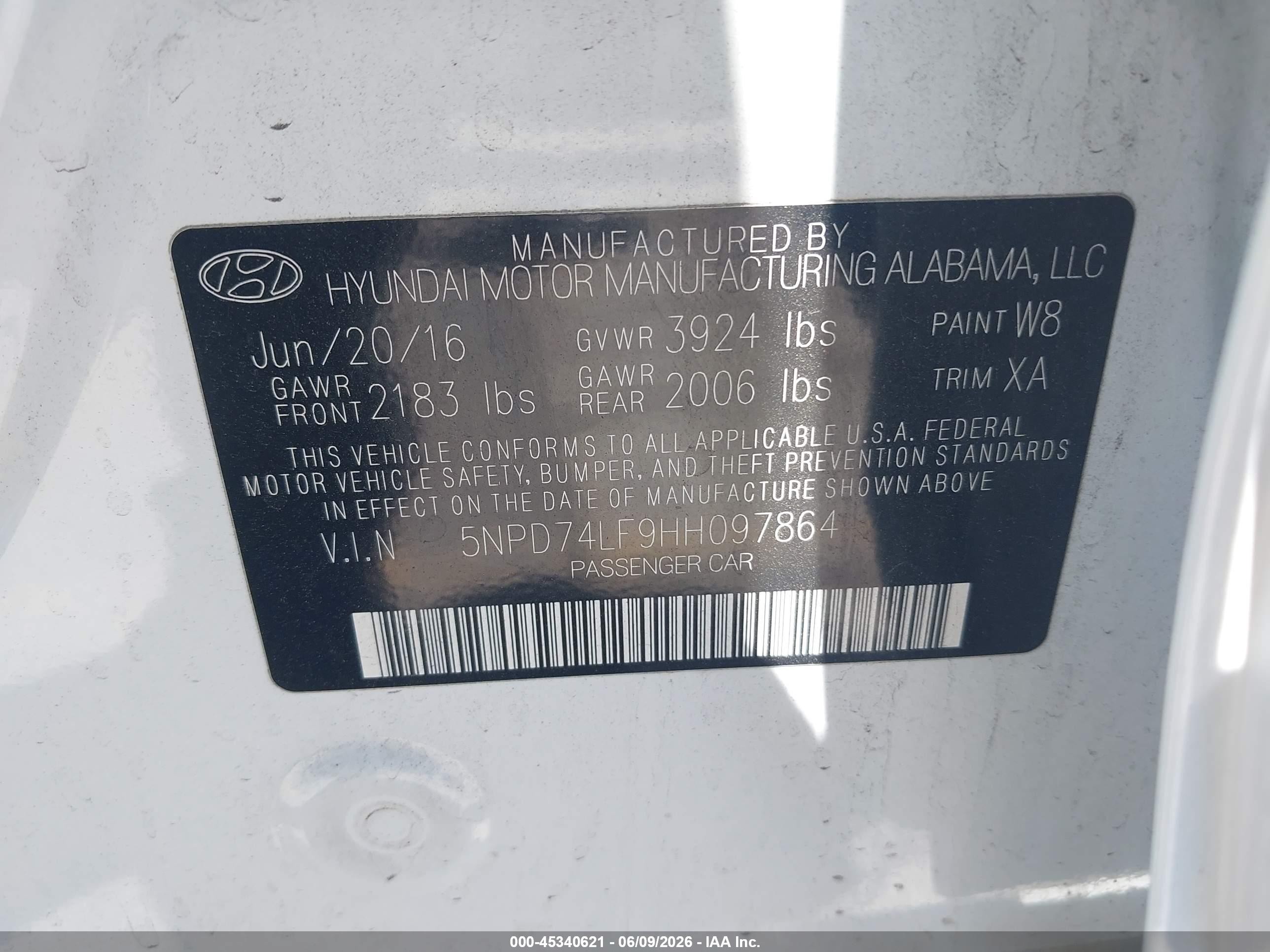 2017 Hyundai Elantra Se White vin: 5NPD74LF9HH097864