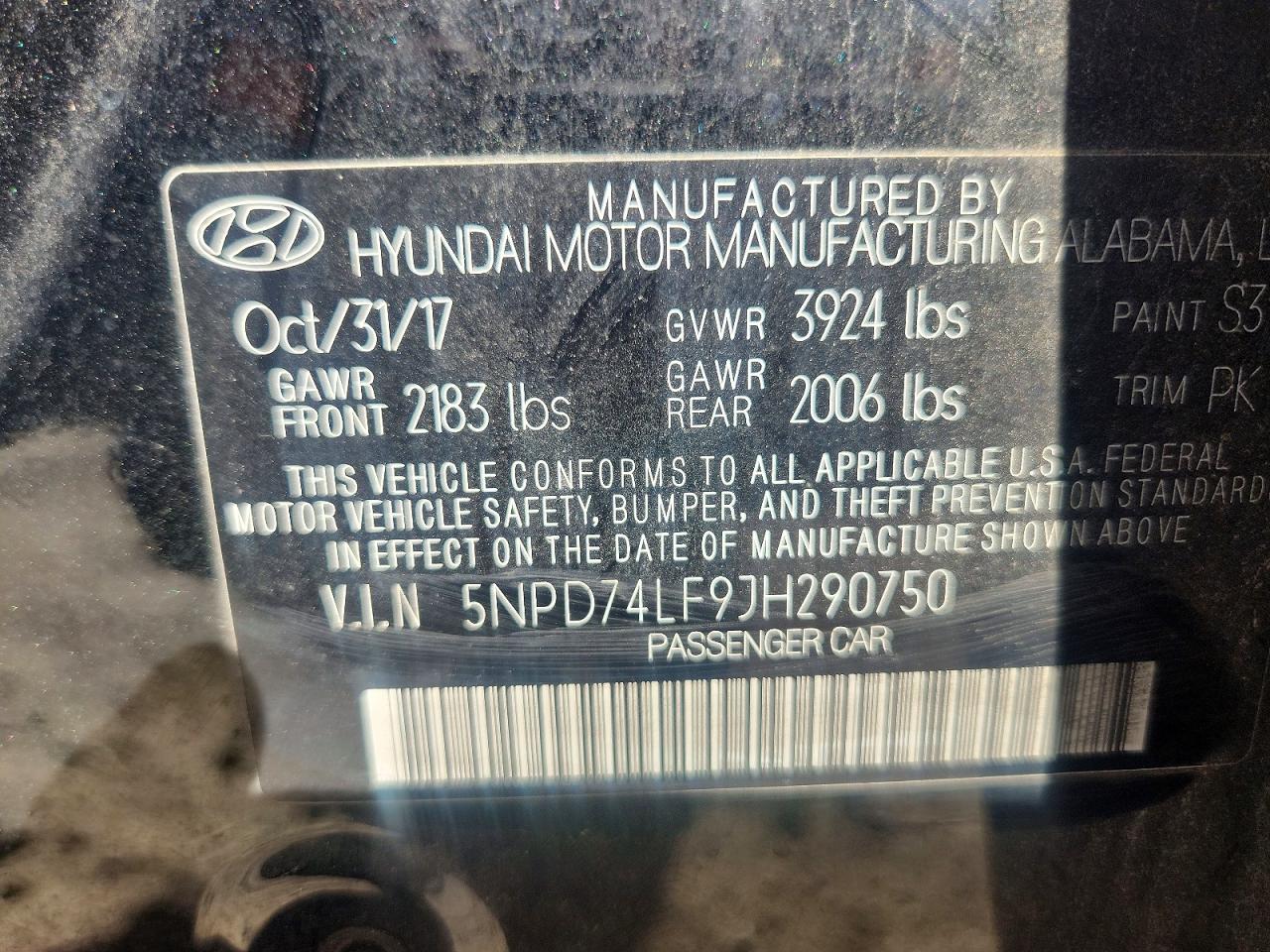 2018 Hyundai Elantra Se Black vin: 5NPD74LF9JH290750
