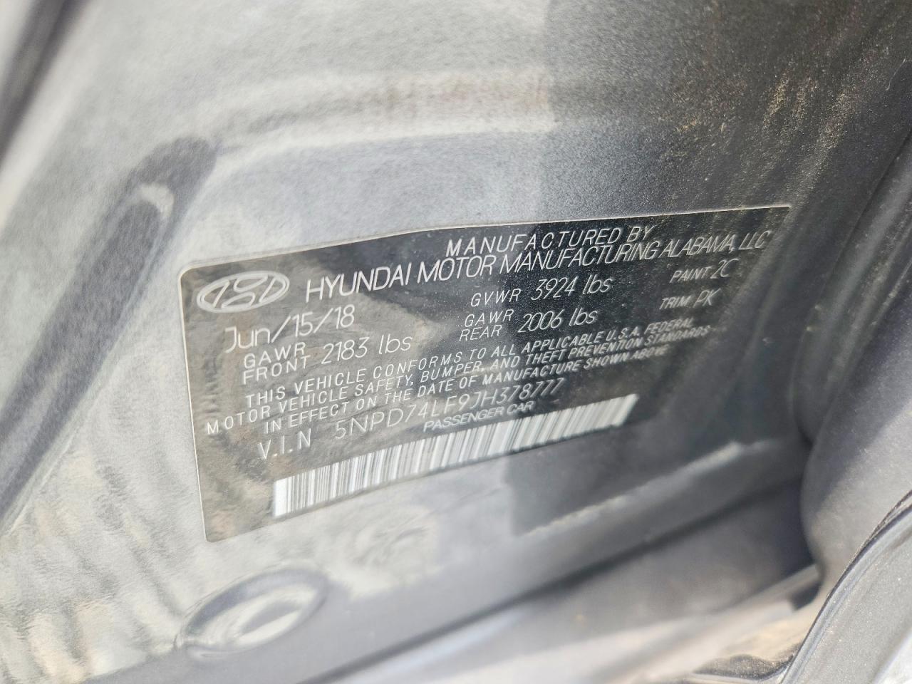 2018 Hyundai Elantra Se Серый vin: 5NPD74LF9JH378777