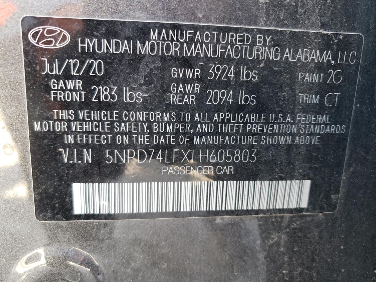 2020 Hyundai Elantra Se Gray vin: 5NPD74LFXLH605803