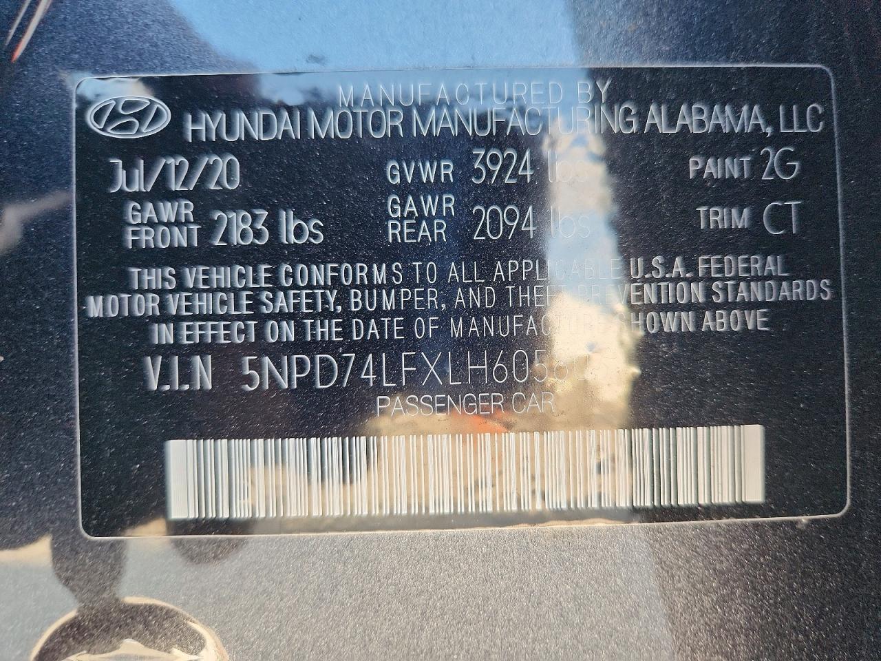 2020 Hyundai Elantra Se Gray vin: 5NPD74LFXLH605803