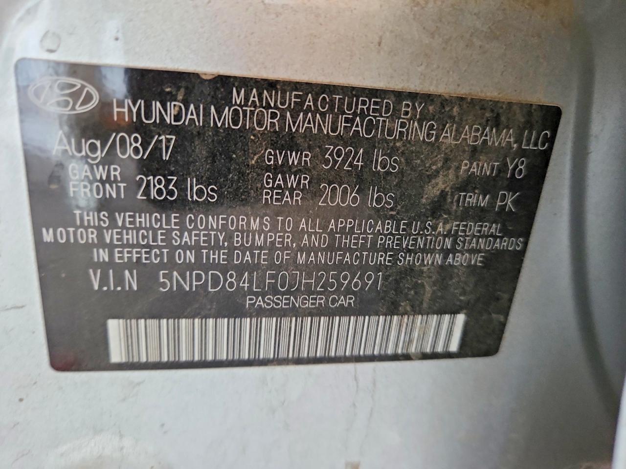 2018 Hyundai Elantra Sel Silver vin: 5NPD84LF0JH259691