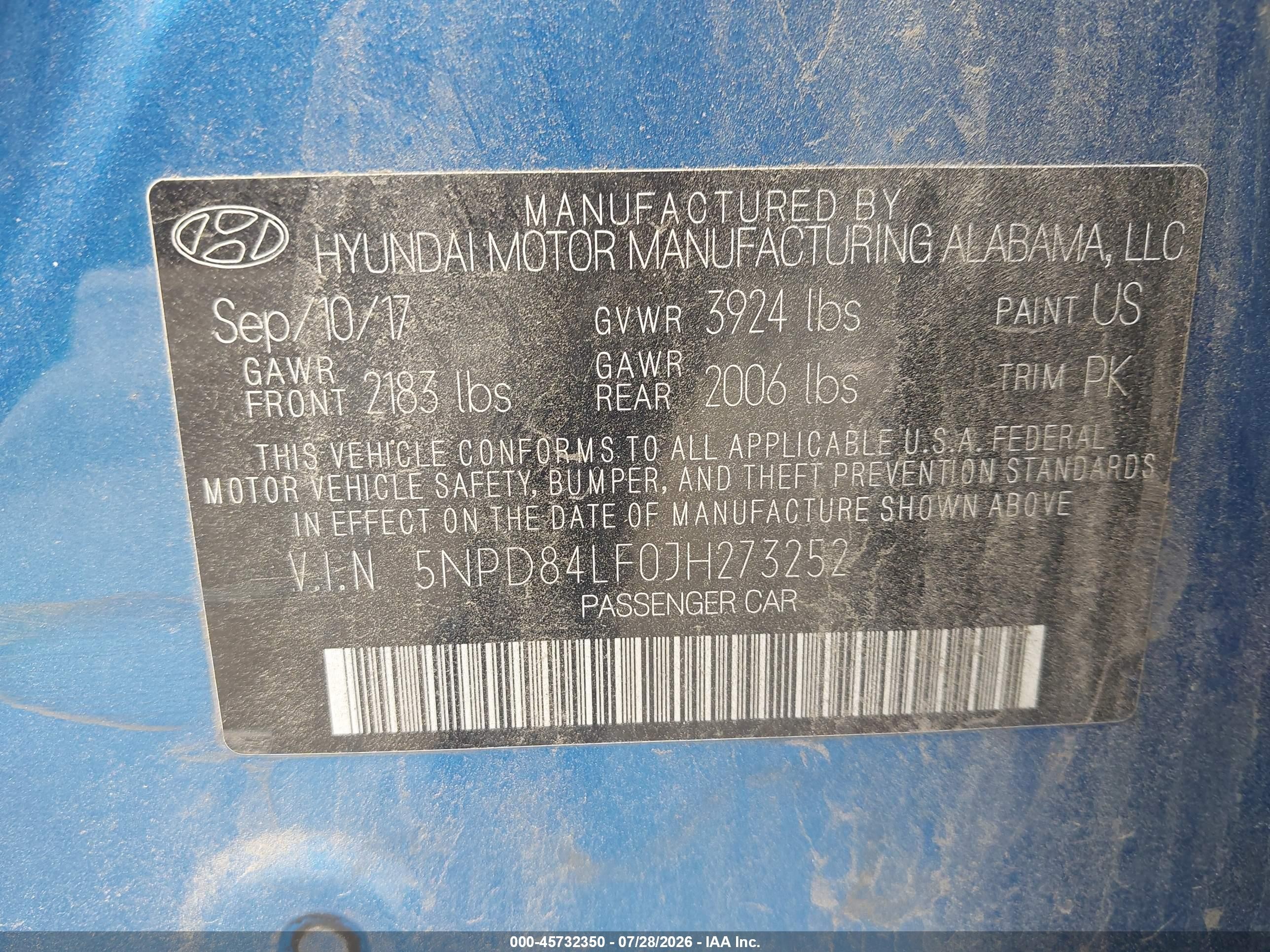 2018 Hyundai Elantra Value Edition Синий vin: 5NPD84LF0JH273252