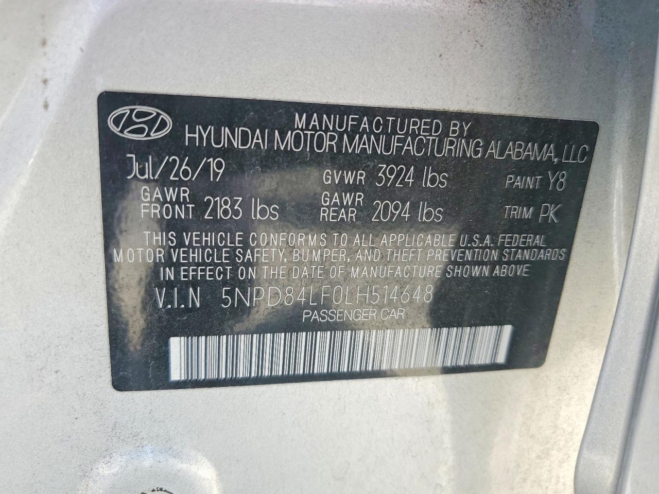2020 Hyundai Elantra Sel Silver vin: 5NPD84LF0LH514648