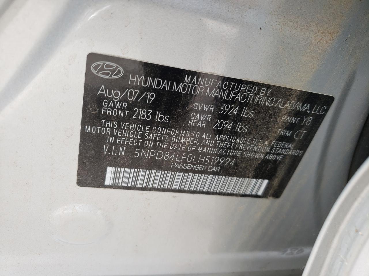 2020 Hyundai Elantra Sel Silver vin: 5NPD84LF0LH519994
