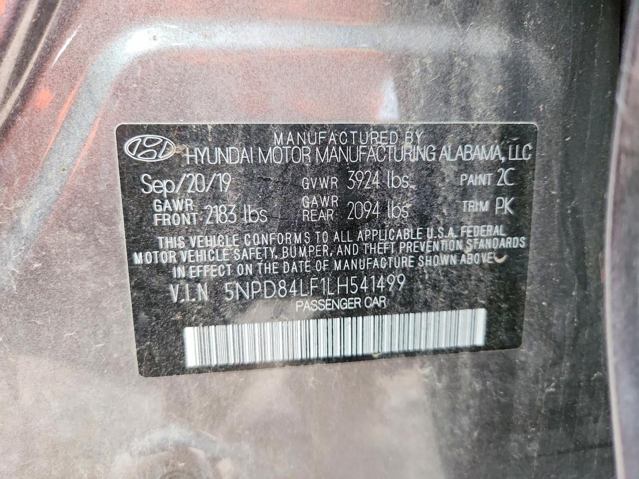 2020 Hyundai Elantra Gray vin: 5NPD84LF1LH541499