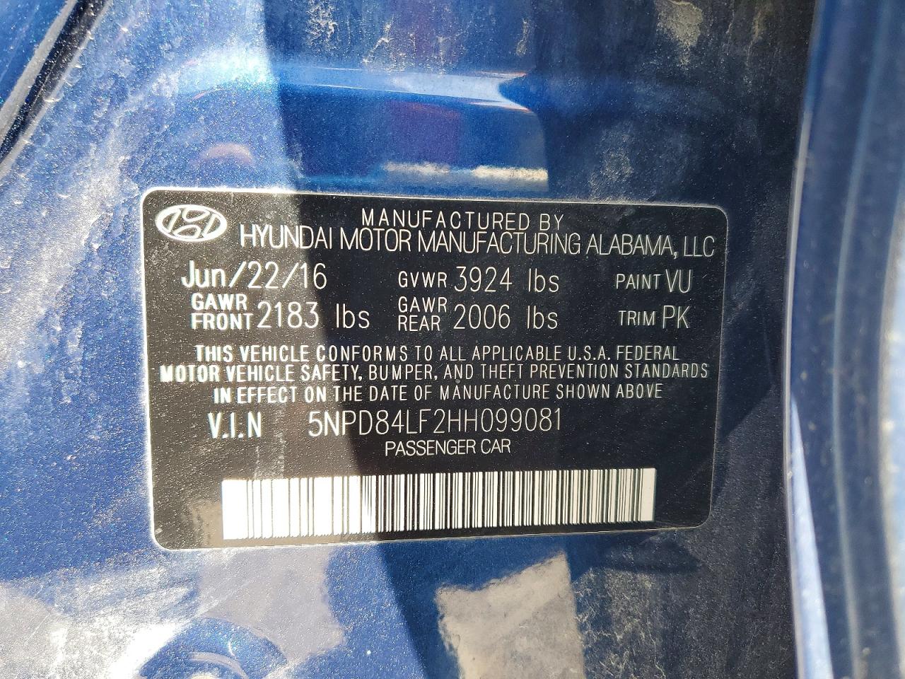 2017 Hyundai Elantra Se Синий vin: 5NPD84LF2HH099081