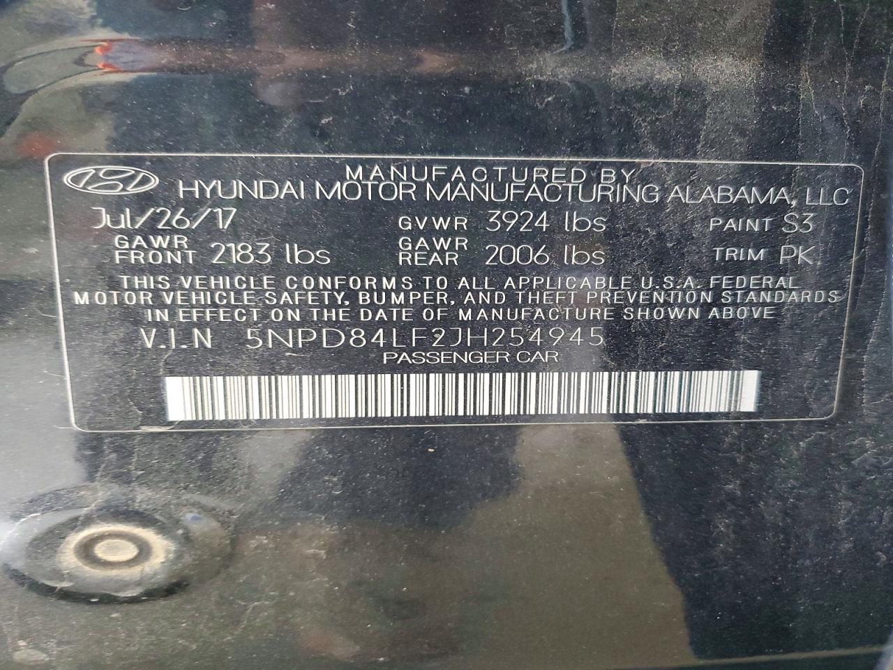 2018 Hyundai Elantra Sel Черный vin: 5NPD84LF2JH254945