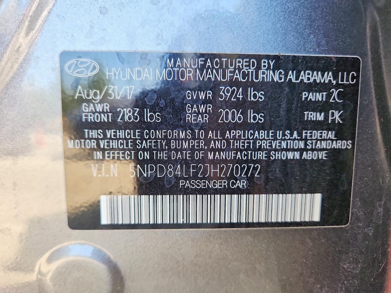 2018 Hyundai Elantra Value Edition Charcoal vin: 5NPD84LF2JH270272